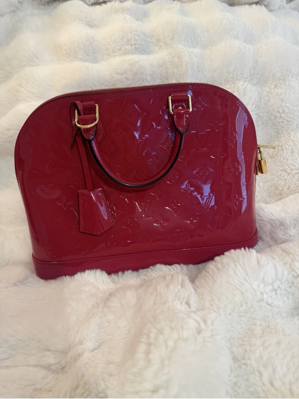 Louis Vuitton Vernis Alma BB in Bright Cherry Red with Gold Hardware